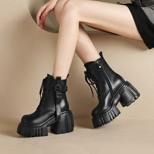 Women's Martin Boots with Chunky Heel and Platform - Style e.html