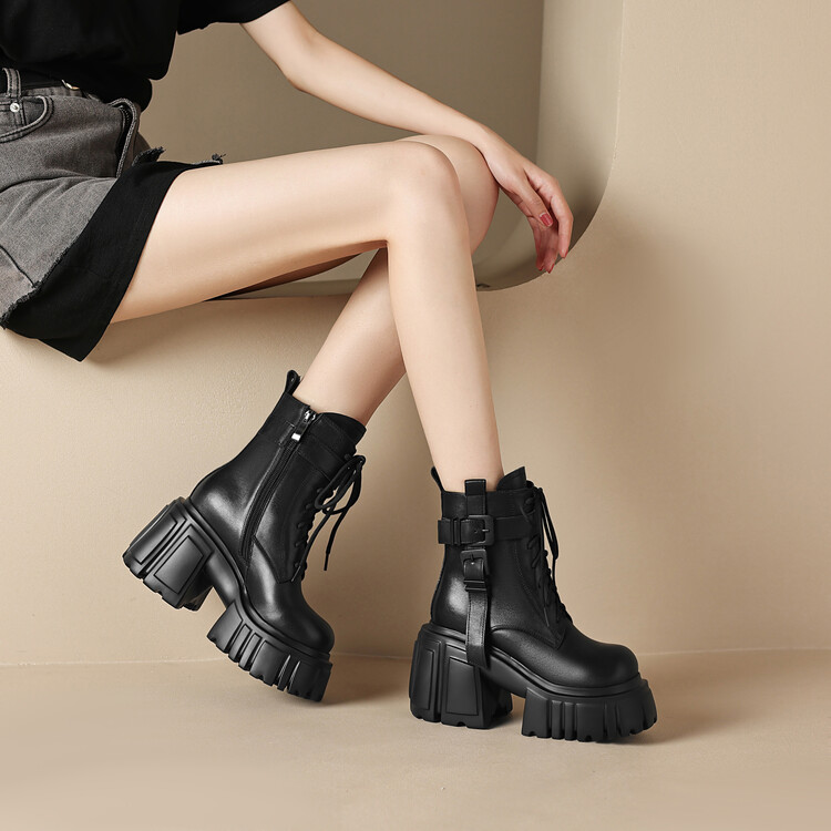 Women's Martin Boots with Chunky Heel and Platform - Style e.html - Image 3