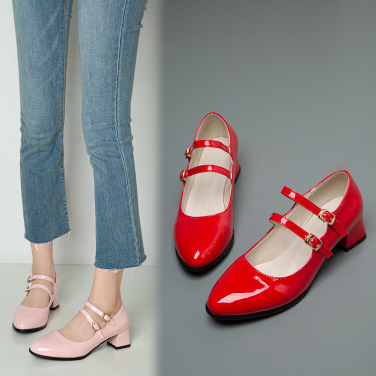 Sweet Mary Jane Flat Shoes with Buckle Strap and Round Toe - Image 3