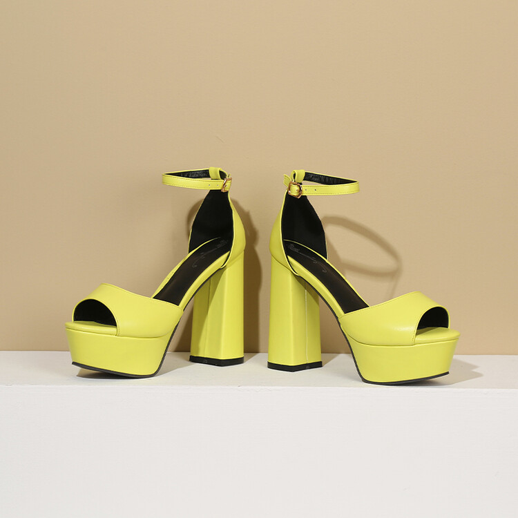 Women's Peep Toe Platform Chunky High Heel Sandal Boots - Style m.html - Image 5